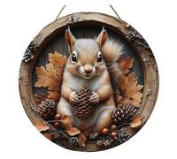 1 Pcs 2D Circular Wooden Logo With Autumn Squirrel Theme(11,30x30cm)