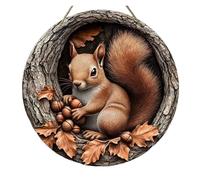 1 Pcs 2D Circular Wooden Logo With Autumn Squirrel Theme(14,30x30cm)