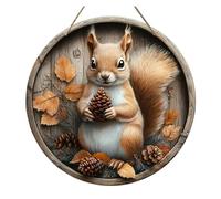 1 Pcs 2D Circular Wooden Logo With Autumn Squirrel Theme(2,30x30cm)