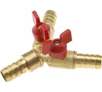 1 Pcs 3 Way Hose Connector 10mm Brass Splitter Y Shaped Hose Connection 3 Way Shut Off Union Intersection Ball Valve Fitting with 2 Switches for Carpentry Fitting, Water, Oil & Gas to Garden