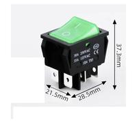 1 PCS,30/35A 250/125V AC High Current,ON/OFF,Special For Eelding Machine,KCD4,Sterling Silver Point,Rocker Power Button Switches RRBXXUYN(6Pin Green ON-OFF)
