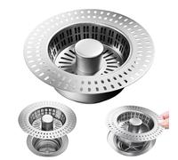 1 Pcs 304 Stainless Steel Sink Strainer plug, 85mm Kitchen Sink Plug, Universal Sink Strainer, Kitchen Sink Strainer Stopper, For Food Waste and Hair Catcher, suitable for kitchen and bathroom sinks
