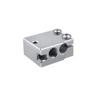 1 pcs 3D Heat Block V5 V6 MK7 MK8 MK2 MK10 Volcano PT100 CR10 2 IN OUT Aluminum/Brass For Hotend Printer Parts(CR10)