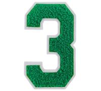 1 PCS 4.0" Green Chenille Number Patches, Iron on Patches for Hats Clothes Bags Backpacks Jeans, Pair with Initial Large Varsity Letters,DIY Accessories (Green 3)