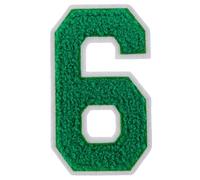 1 PCS 4.0" Green Chenille Number Patches, Iron on Patches for Hats Clothes Bags Backpacks Jeans, Pair with Initial Large Varsity Letters,DIY Accessories (Green 6)