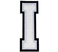 1 PCS 4.0" White Chenille Letter Patch, Iron on Patches for Hats Clothes Bags Backpacks Jeans, Initial Large Varsity Letter I