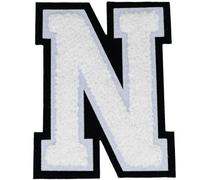 1 PCS 4.2" White Chenille Letter Patches, Iron on Patches for Hats Clothes Bags Backpacks Jeans, Initial Patches Large Varsity Letter. (Letter N)