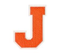 1 PCS 4.5" Orange Iron On Chenille Letter Patch with White Edge - Alphabet Patches for Clothing, Jackets, Backpacks, Hats for Personalized Decor, Custom Name, and Crafts. (J)