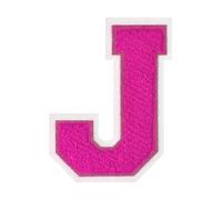 1 PCS 4.5" Pink Iron On Chenille Letter Patch with White Edge - Alphabet Patches for Clothing, Jackets, Backpacks, Hats for Personalized Decor, Custom Name, and Crafts. (J)