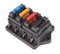 1 Pcs 4 Way Circuit Standard ATO Blade Fuse Box Block Holder 12V / 24V+4 Way Fuse for 22mm Handlebar Motorcycles E-Bikes Protected circuits