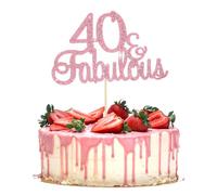 1 Pcs 40th Birthday Cake Topper 40 and Fabulous Decorations Rose Gold Happy 40 Cake Topper for Women Happy 40th Birthday Cheers Party Cakes Pick Anniversary Decorations Supplies