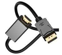 1 PCS 4K DisplayPort to HDMI 1.8M Cable,DisplayPort to HDMI Uni-Direction Cable Gold-Plated Cord,Gold-Plated DP to HDMI Cable Compatible for Lenovo,HP, ASUS, Dell and Other Brand(Black,1.8M)