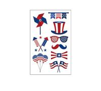 1 Pcs 4th of July Temporary Tattoos,Red and Blue Windmill Design Etc,250 Anniversary USA Temporary Tattoos,Fourth of July USA Independence Day Patriotic Party Favors