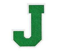 1 PCS 6.0" Green Iron On Chenille Letter Patch with White Edge - Alphabet Patches for Clothing, Jackets, Backpacks, Hats for Personalized Decor, Custom Name, and Crafts. (J)