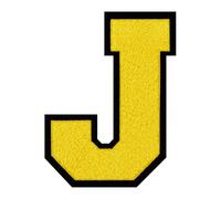 1 PCS 6.0" Yellow Iron On Chenille Letter Patch with Black Edge - Alphabet Patches for Clothing, Jackets, Backpacks, Hats for Personalized Decor, Custom Name, and Crafts. (J)