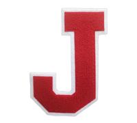 1 PCS 6.5" Red Iron On Chenille Letter Patch with White Edge - Alphabet Patches for Clothing, Jackets, Backpacks, Hats for Personalized Decor, Custom Name, and Crafts. (J)