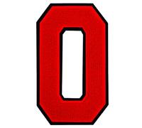 1 PCS 9.0" Red Chenille Number Patch with Black Edges, Iron on Patches for Clothes Jersey Bags Backpacks Jeans,Large Numbers Pair with Initial Patch Varsity Large Letter,DIY Accessories. (red 0)