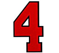 1 PCS 9.0" Red Chenille Number Patch with Black Edges, Iron on Patches for Clothes Jersey Bags Backpacks Jeans,Large Numbers Pair with Initial Patch Varsity Large Letter,DIY Accessories. (red 4)