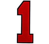 1 PCS 9.0" Red Chenille Number Patch with Black Edges, Iron on Patches for Clothes Jersey Bags Backpacks Jeans,Large Numbers Pair with Initial Patch Varsity Large Letter,DIY Accessories. (red 1)
