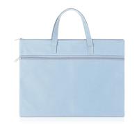 1 PCS A4 Document Bag Foldable Nylon File Bag 13.19"× 9.25" Art Portfolio Bags Reusable Double Pocket Waterproof Document Storage Bags Hand-Held for Drawing Paper Travel Office (Blue)