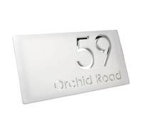 1 Pcs Acrylic Sign 3D Floating Nordic Door Modern House Outdoor Street Address Name 2D Flat(White Silver 3,24x44cm)