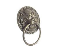1 Pcs, Antique Brass Lion Head Door Knocker Auspicious Small Pull Ring Solid Wood Glass Handle Ornament Knobs for Front Door(Bronze)