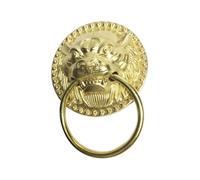 1 Pcs, Antique Brass Lion Head Door Knocker Auspicious Small Pull Ring Solid Wood Glass Handle Ornament Knobs for Wardrobe Entrance Doors(Gold)