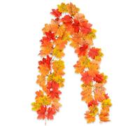 1 Pcs Artificial Autumn Fall Maple Leaf Garland, 5.74 Ft Fall Leaves Hanging Vine Artificial Autumn Foliage Garland, Maple Leaf Hanging Vine Foliage Plant, Thanksgiving Decor for Home Fireplace Party
