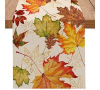 1 Pcs Autumn Table Runner,33*183CM Autumn Table Decorations Linen Table Runners with Maple Leaf Print Seasonal Fall-Autumn Decor Kitchen Dining Table Decoration for Autumn-Home Party Decor