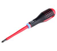 1 pcs - Bahco Pozidriv Screwdriver, PZ2 Tip, 100 mm Blade, VDE/1000V, 222 mm Ove
