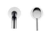 1 Pcs Basin Faucet Bathroom Sink Wall Mounted Brass Matte Black Single Handle Hot and Cold Water White Gold Set(Polished Chrome-150)