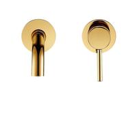1 Pcs Basin Faucet Bathroom Sink Wall Mounted Brass Matte Black Single Handle Hot and Cold Water White Gold Set(Polish Gold-150)