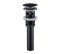 1 Pcs Bathroom Brass Pop Up Drain Basin Round Bottle P-Trap Sink Tap Kit Waste Stopper with/Without Overflow Chrome/Black for DIY Tools(Black with Overflow)