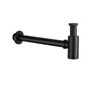 1 Pcs Bathroom Brass Pop Up Drain Basin Round Bottle P-Trap Sink Tap Kit Waste Stopper with/Without Overflow Chrome/Black for DIY Tools(Black-1)