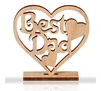 1 PCS Best Dad Fathers Day Decorations - Wooden Crafts Ornaments, Father's Day Plaque, Wooden Hanging Heart Fathers Day Decoration to Best Dad
