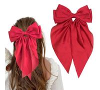 1 PCS Big Satin Hair Bows for Women, Big Ribbon Bows with Alligator Clips Hair Accessories for Women Girls (Wine)