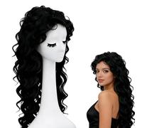 1 PCS Black Curly Wig, Curlys Synthetic Wiggs 25 Inch Long Wigs for Women, Wavy Human Hair Long Black Wigs for Women Curly Hair Wave Wig for Daily Use Party Modeling