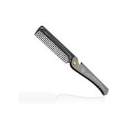 1 Pcs Black Men Folding Pocket Comb PP Teeth Detangling Hair Beard Comb Metal Handle Foldable Combing Facial Mustache Comb