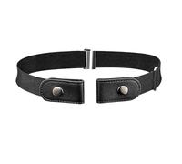 1 Pcs Black No Buckle For Men,Durable No Show Elasticated Belt Buckle Free, Durable Invisible Adjustable Elastic Buckless Stretch Women and Men for Jeans Pants(Black)