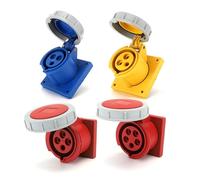 1 Pcs Blue 16A 32A IP67 Industrial Plug and Socket - Three Hole, Four Hole, Five Hole Straight Seat Concealed(3142-4 core16A)