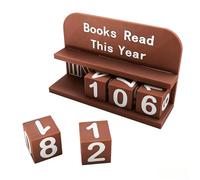 1 Pcs Books Read This Year Sign, Books Read This Year Counter, Brown Book Counter Tracker, Manual Reading Tracker with Number Storage Case, Fun Bookish Bookshelf Decor for Home Library Book Lovers