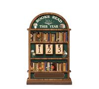 1 PCS Books Read This Year Tracker Sign - Vintage Wooden Reading Counter, Cute Bookshelf Decor, Perfect Gift for Book Lovers, Readers & Bookworms