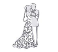 1 Pcs Bride Groom Cutting Dies Stencil Design DIY Scrapbooking Album Card Embossing Craft Pattern Wedding Love Cutting Dies（Silver）