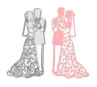 1 Pcs Bride Groom Wedding Cutting Dies, DIY Scrapbooking Artist Metal Cutting Dies Stencils 5 by 2.7 Inch DIY Dies for Wedding Invitation Card Making