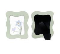 1 Pcs Bright Color Wavy Photo Frame Curved Deco Frame for Tabletop and Wall Display, Decorative Art, Fashion Design Picture Frames, Home Décor (Green,5X7)