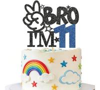 1 Pcs Brother I'm 11 Cake Topper Glitter Star Happy 11th Birthday Cake Pick Bro I'm 11 Cake Decoration It's My 11th Birthday Decorations for Boys Cheers to 11 Years Old Birthday Party Supplies