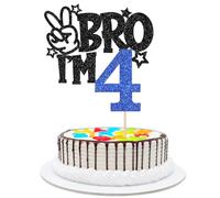 1 PCS Brother I'm 4 Cake Topper Glitter Star Happy 4th Birthday Cake Pick Bro I'm 4 Cake Decoration It's My 4th Birthday Decorations for Boys Cheers to 4 Years Old Party Supplies (Blue 4th)