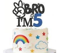 1 Pcs Brother I'm 5 Cake Topper Glitter Star Happy 5th Birthday Cake Pick Bro I'm 5 Cake Decoration It's My 5th Birthday Decorations for Boys Cheers to 5 Years Old Birthday Party Supplies