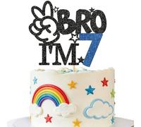 1 Pcs Brother I'm 7 Cake Topper Glitter Star Happy 7th Birthday Cake Pick Bro I'm 7 Cake Decoration It's My 7th Birthday Decorations for Boys Cheers to 7 Years Old Birthday Party Supplies