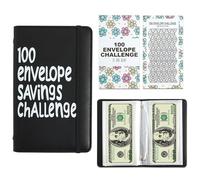 1 Pcs Budget Planner, Money Saving Wallet, Money Saving Binder Budget Binder, 100 Envelopes Savings Challenge Book, Moneys Savings Book, PU Budgets Planner for Cash Stuffing Finance Organize (Black)